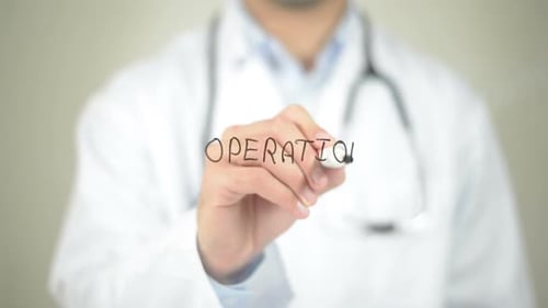 Operation, Doctor Writing on Transparent Screen