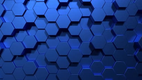 Dynamic Blue Hexagon Grid Abstract Background Loop