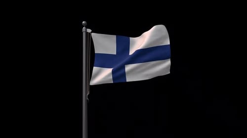 Finland National Flag Waving Seamless Loop Animation