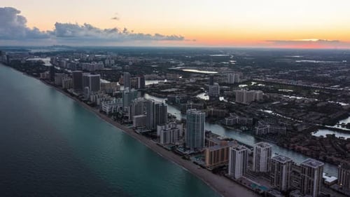 Hollywood Florida sunset aerial Hyperlapse