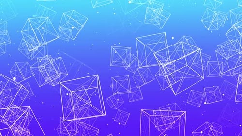 Animated Futuristic Digital Plexus Wireframe Cubes Abstract Background