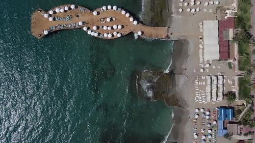 Drone View of Umbrellas on Beach