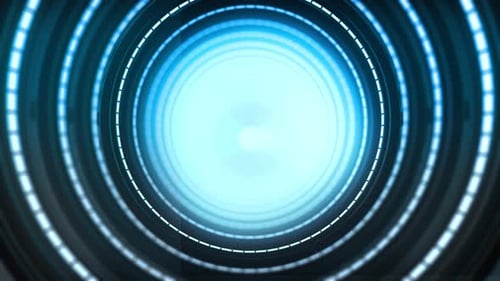Futuristic Glowing Circles Technology Tunnel Background