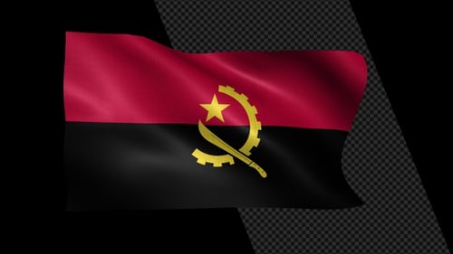Waving Angola Flag Animation with Realistic Fabric Movement