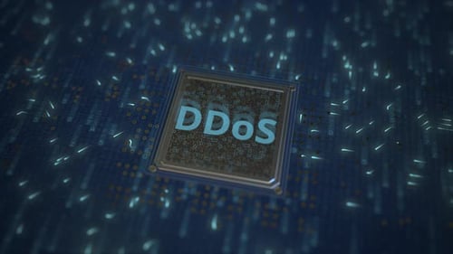 DDOS Text on a Computer Processor