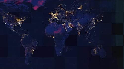 World Map with Visual Effects and Light Connections