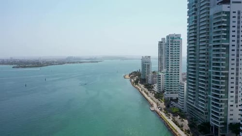 The Bocagrande Modern Distcrict in Cartagena Colombia Aerial View