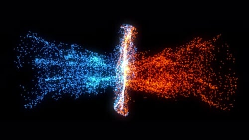 Animation abstraite de collision de fluide bleutée