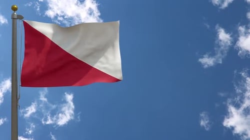 Waving Red and White Diagonal Flag Animation