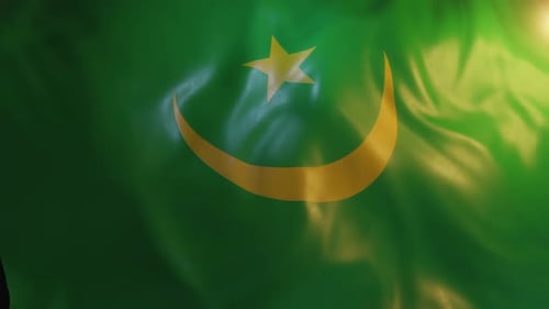 Realistic Mauritania National Flag Waving in Sunlight Animation