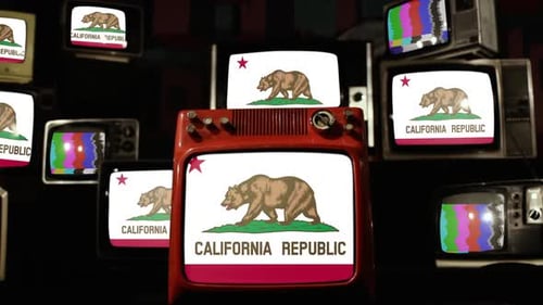 California Flag displayed on Vintage Television Sets