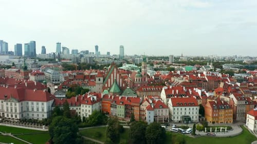 Aerial View of the Old Town in Warsaw Poland