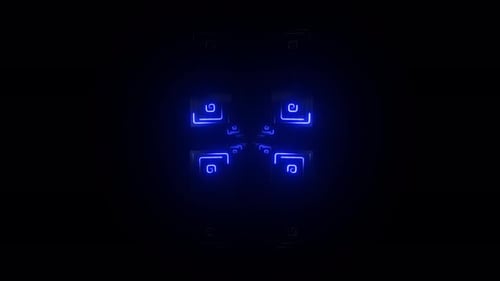 4k Blue Box Neon Stroke Tunnel