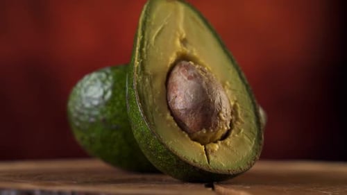Ripe Avocado Fruits on a Rotating Surface