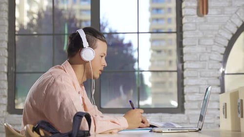 Conducting a live conference in the library.