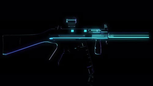 Neon Digital Scan Rifle Line Art Animation