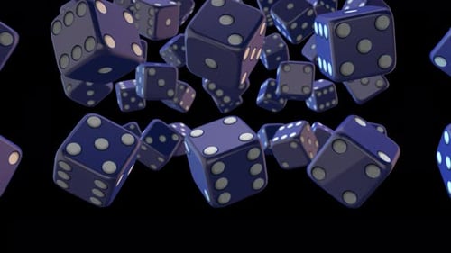 Falling 3D Purple Dice Seamless Loop Animation