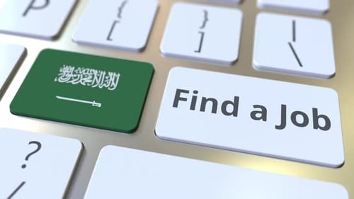 FIND JOB Text Flag Saudi Arabia Buttons