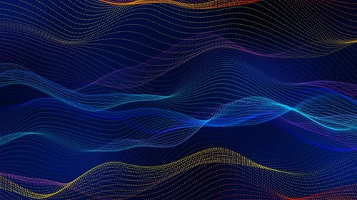 Erstaunliche bunte digitale Partikellinie Wellenbewegung animierter Hintergrund