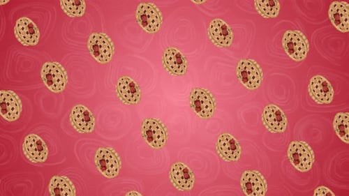 Seamless Loop of Floating Berry Pies on Pink Background