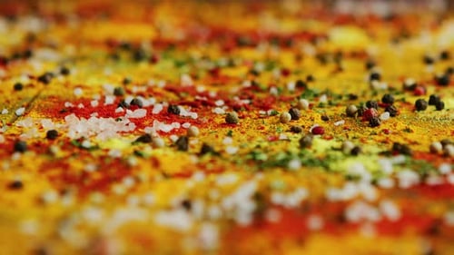 Macro footage of spices and herbs