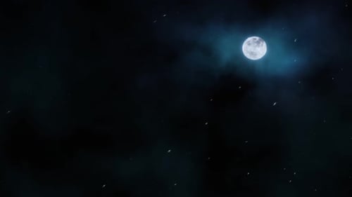 Ambient Moonlit Night Sky with Falling Particles