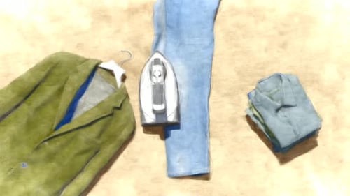 Artistic Painting Style Clothes Ironing Animation