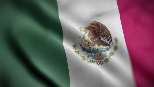 Waving Flag of Mexico with Realistic Fabric Texture