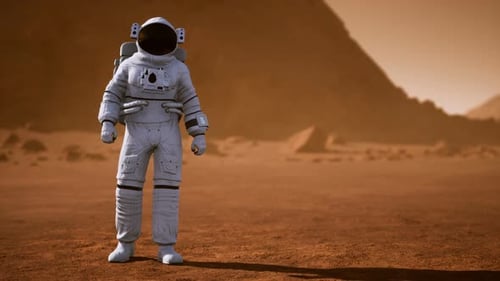 3D Astronaut on Mars Planet Surface for Space Exploration Projects