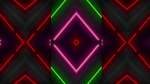 Abstract Neon Geometric Kaleidoscope Loop Background