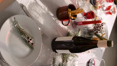 Festive Holiday Table Setting for Christmas Feast