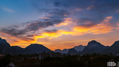 Mountains at Sunset, Golden Hour, Aerial View