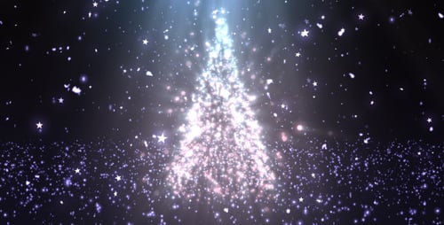 Sparkling Particle Christmas Tree Animation with Falling Stars