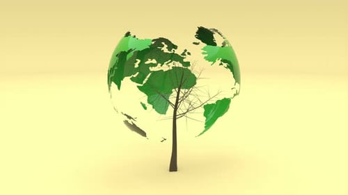 3D Rotating Globe and Bare Tree Animation