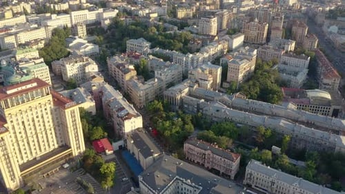 Aerial View of City Buildings and Landscape
