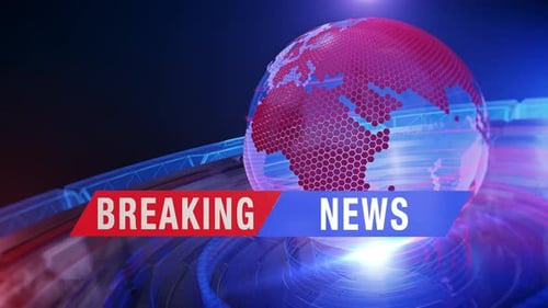 Breaking News Banner In Front Of A Digital Globe Network Looped 12