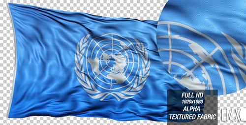 Realistic United Nations Flag Waving Loop with Alpha Channel