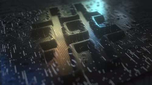 Hashtag Symbol Made with Golden Contacts and Flashing Lights