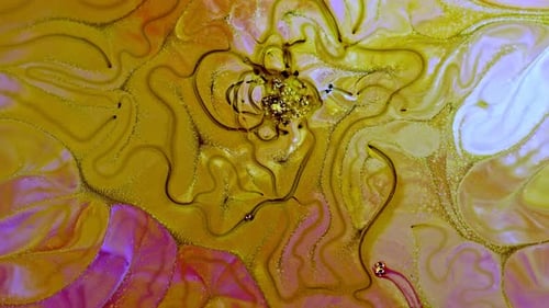 Abstract Fluid Art Background with Yellow and Pink