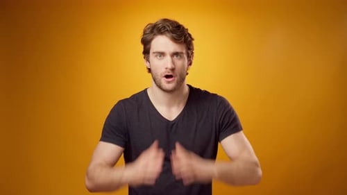 Enthusiastic Man Making Funny Faces and Gestures