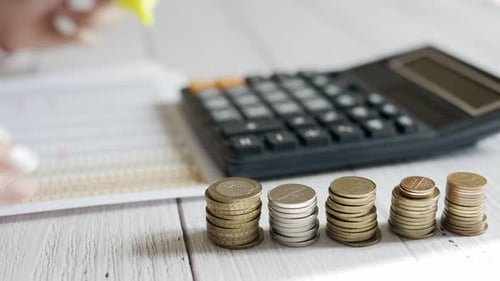 Woman Using Calculator and Highlighting Data Sheet
