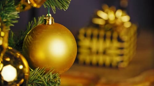 Festive Gold Christmas Ornaments Decorate Artificial Tree