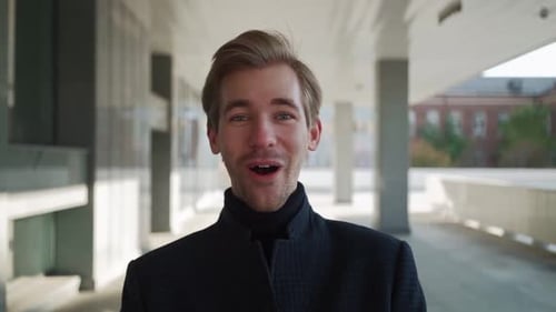 Man Smiling with Excitement