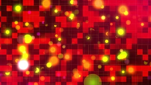 Abstract Red Grid Background with Glowing Particles
