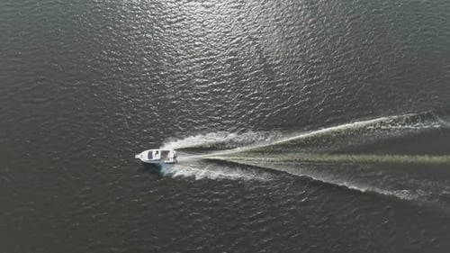 Speed Motor Boat in the Sea at Sunny Day