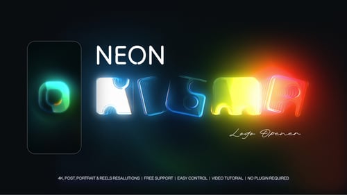 Modern Neon Glow Logo Reveal Intro Animation