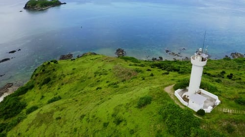 Top view of Cape Hirakubozaki in Ishigaki island with sunshine