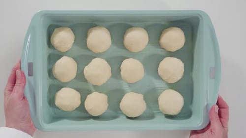 Baking Pan of Prepared Dough Balls