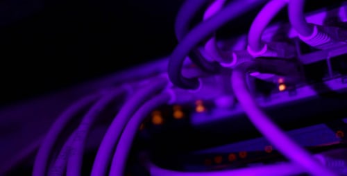 Digital Server with Cables and Blinking Lights