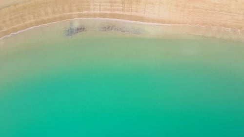 Aerial footage of a beautiful beach shore